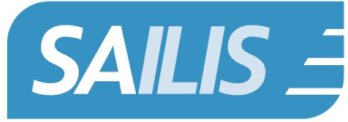 The logo for SAILIS with bold blue lettering and a stylized equal sign to the right of the text.